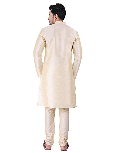Image of HUZUR Men's Silk Solid Straight Long Kurta Pyjama Set| Ethnic Wear