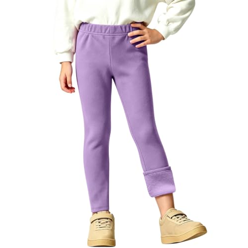 Ayolanni Girls 5t Pants Fleece Lined Tights Girls Warm Winter Leggings Thermal Kids Snow Pants Purple - image 1