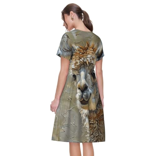 Robe d'été manches courtes imprimé lama pour rester fraîche et chic - 5