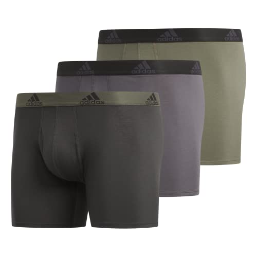 adidas Men's Stretch Cotton Boxer Brief Underwear (3-Pack), Legacy Green/Legend Earth Grey Five/Legend Earth Legend Earth/Legacy G, X-Large