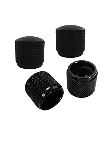 Metallor Knurled Black Metal Guitar Tone or Volume Control Knobs 20mm Diameter Dome