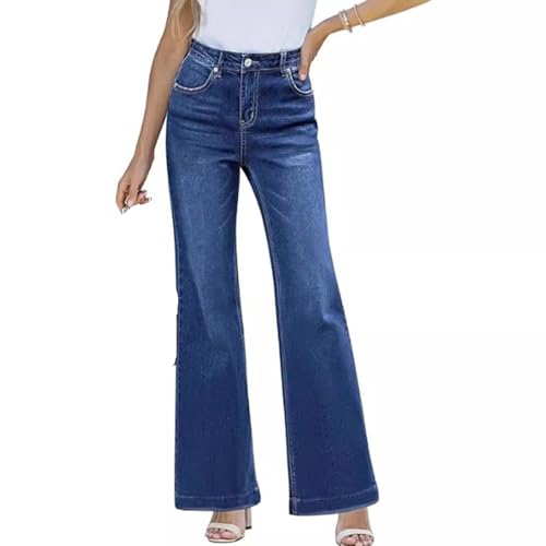 Jean Large à Pattes d'éléphant FGRID pour femme en denim délavé bleu taille XL