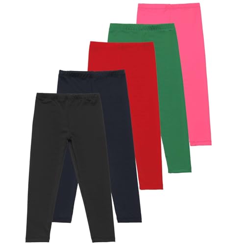 Girls Leggings 2-15Y 5Pcs Stretch Thick Warm Base Layer Multipacks Tights Yoga Pants Elasticated School Trousers Jogging Bottoms Pants Sports Leggings Red 9 Years