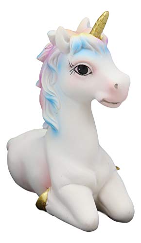 Ebros Gift Ebros Pastel Colors Majestic Rainbow Mane Unicorn Mare Horse With Golden Horn Figurine Collectible Decor Magical Unicorns Theme thumb #3