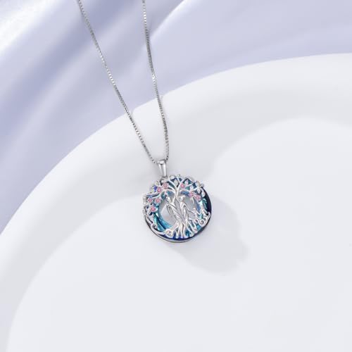 Tree of Life Necklace 925 Sterling Silver Sister Necklace Mother and 1 to 3 Sons or Daughters Pendant Family Tree Crystal Jewelry Gifts for Women Mother Grandma Birthday Christmas4