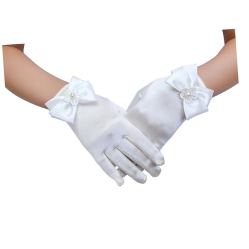 Full Finger Style White Gloves Flower Lace Bowknot Boys and Girls Princess Gloves3