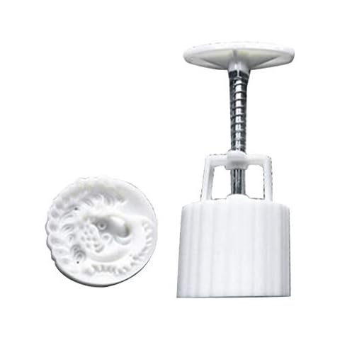 haoyuestory Mooncake mould, 75 g plastic moon cake mould with stamp, cookie cutter hand press, mung beans fondant chocolate pastry mould, middle autumn festival pastry decor baking tools Cover