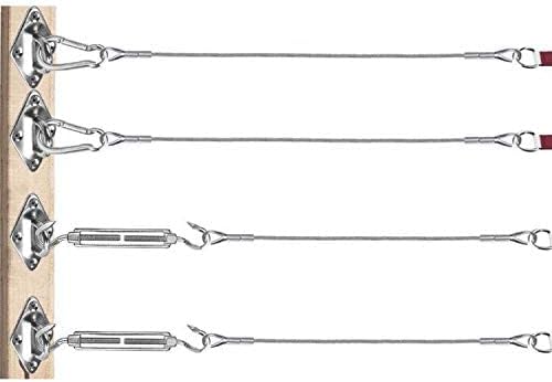 TooTaci Shade Sail Hardware Kit Rectangle,T304 Stainless Steel Sun Shade Sail Hardware Kit 5inch with 1/8 Coated Cable 50ft,1/8" Sun Shade Cable Wire Kit for Triangle/Rectangle Sun Sail Installation