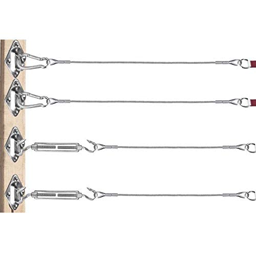 TooTaci Sun Shade Sail Hardware Kit Rectangle, Stainless Steel Shade Sail Hardware Kit 5 Inch with Cable, Turnbuckles for Sun Shade, 1/8 Cable Clamps for Triangle/Square Sun Sails