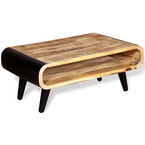 Table basse industrielle manguier marron et noir fini les salons sans âme
