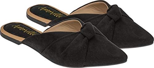 Mule Lumiss Feminino Sapatilha Rasteirinha Sandalia (34, Camurça preto)