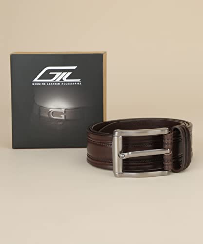 Image of GIL Original Leather Belt for Jeans casual|office wear|branded|black|brown|tan color branded for men Casual Genuine Leather Belt For Men's And Boy's