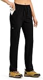 Rdruko Women's Hiking Pants Lightweight Quick Dry Water Resistant Cargo Outdoor Travel Pants Elastic Waist, Black, M