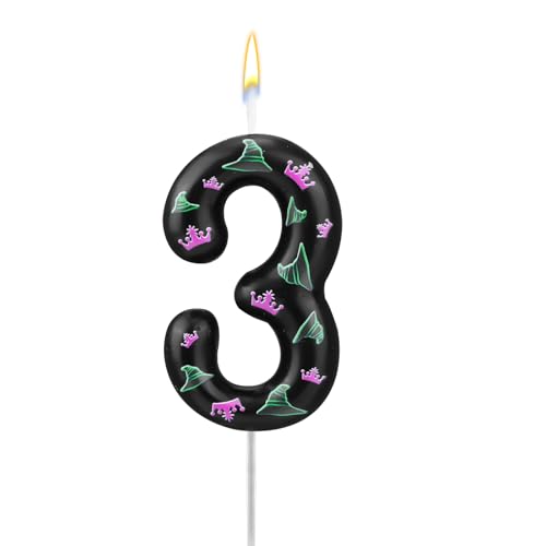 Vela de Cumpleaños Malvada, Vela Cumpleaños con Número de Bruja Rosa y Verde Adorno para Tarta para Decoración Fiesta Brujas Mágicas Malvadas Dibujos Animados (Número 3)