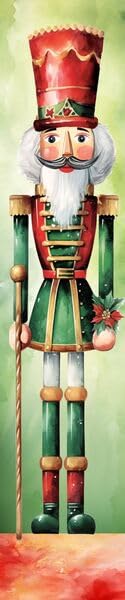 Image of Spoontiques Nutcracker Porch Sign - Decorative Home Decor Wooden Signs - Rustic Outdoor Decoration - Durable and Weatherproof - Entryway Decoration - 8 inch x 40 inch