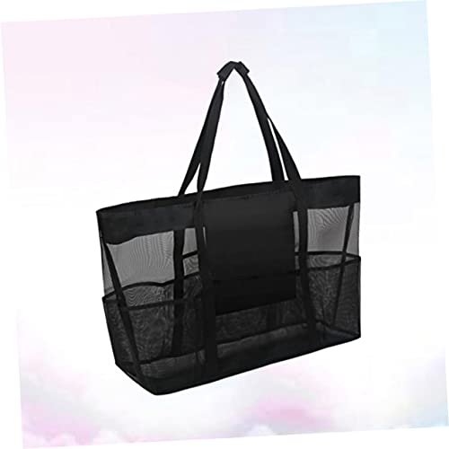 Mobestech Portable Mesh Beach Tote Bag Black Water Resistant Storage for Clothes Bath Essentials for Travel Family Outings2