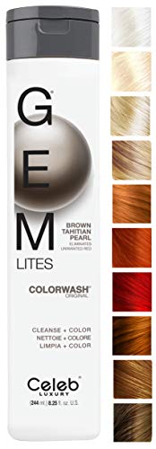 CELEB LUXURY GEM LITES COLORWASH SHAMPOO BROWN TAHITIAN PEARL - ELIMINATES UNWANTED RED 244 ml.