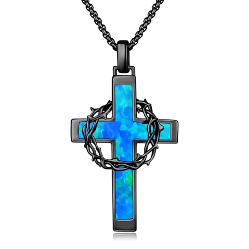 Cross Necklace 925 Sterling Silver Crucifix Pendant Necklace Christian Jewelry Catholic Gifts for Men Women