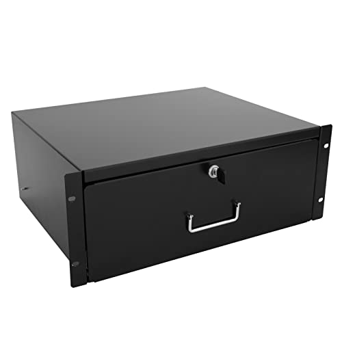 RAISING ELECTRONICS Drawer Server Cabinet Case 19 Inch Locking Rack Mount DJ Lockable Deep Drawer...
