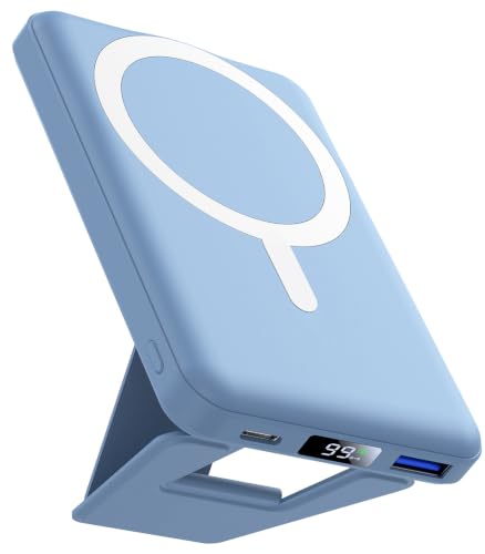 Image of AOGUERBE Magnetic Power Bank, 10000mAh Wireless Portable Charger with Stand | 22.5W PD Fast Charging for Magsafe Battery pack, LED Display, Travel Essential Magnetic Phone Charger for iPhone 17-12 Series
