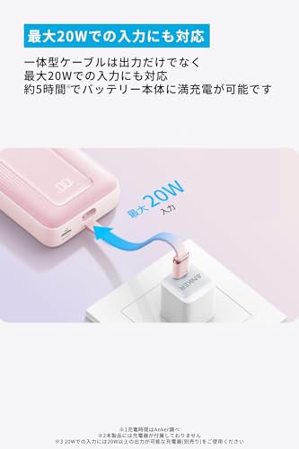 Anker Zolo Power Bank (20000mAh, 30W, Built-In USB-Cケーブル) A1689 の商品画像 4