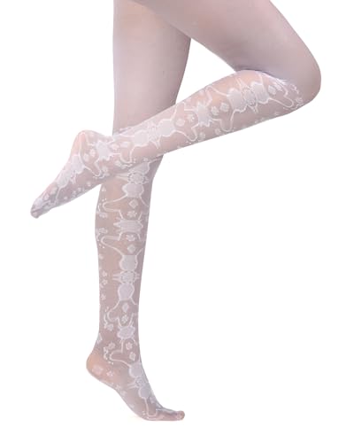 Image of Benefeet Sox Womens Sheer Tights Girls Floral Patterned Sheer Nylon Pantyhose Stockings Silky Party Lolita Tights Gifts