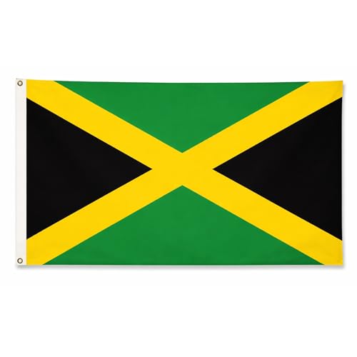 Jamaica Flag 5ft x 3ft with Brass Eyelets Polyester Jamaican Flag Banner for Carnivals Cricket Matches Home & Garden Display