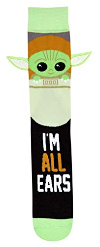 STAR WARS Mens Baby Yoda Im All Ears Crew Socks with Embroidered Ears