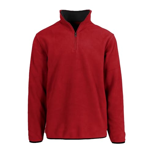 JH DESIGN GROUP Men’s Quarter Zip Thermal Fleece Pullover Long Sleeve Sweatshirt Mid Weight Sweater in 6 Colors (US, Alpha, Large, Regular, Regular, Red)