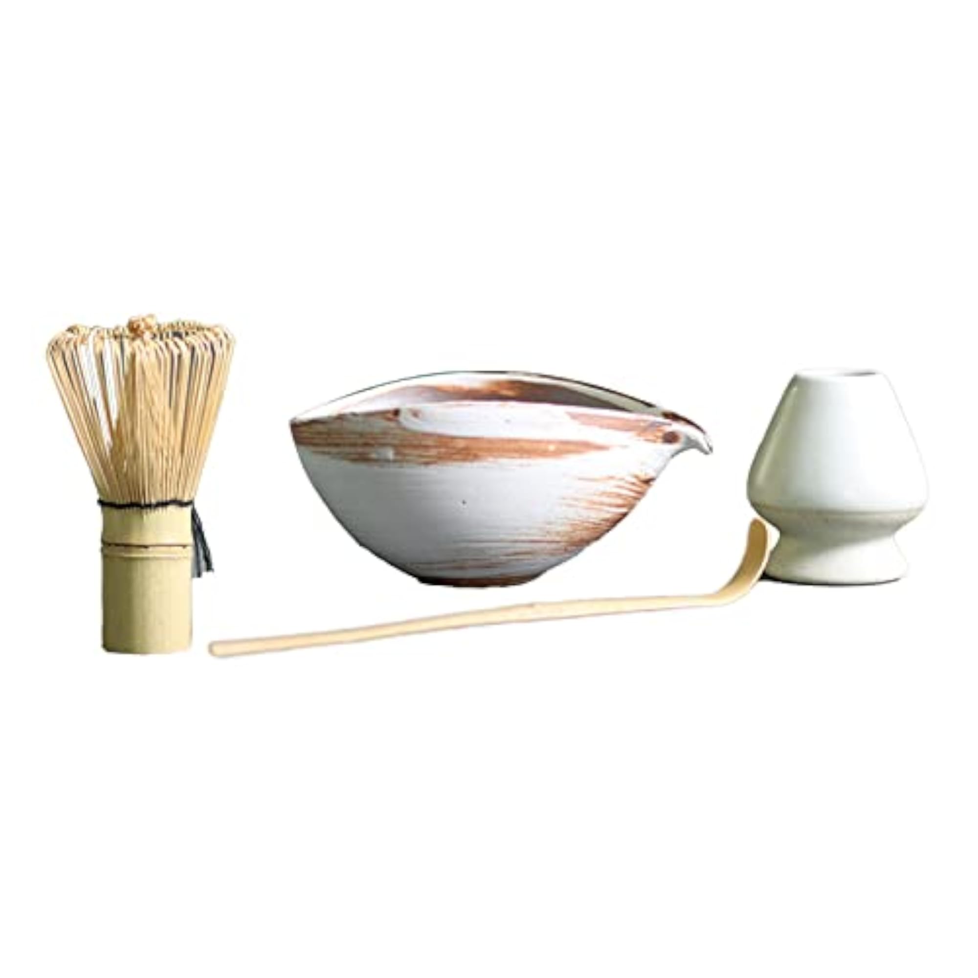 4X Japanese Matcha Whisk Set with Ceramic Bowl