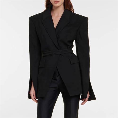 Women's V-Neck Lace Up Backless Slim Fit Suit Jacket, Solid Color Casual Temperament Suit Jacket2