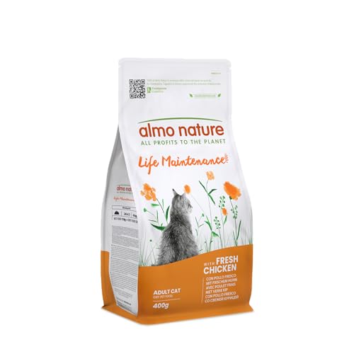Almo Nature Life Maintenance - Croquettes pour Chats Adultes avec Poulet Frais comme 1er Ingrédient - Sac de 400g