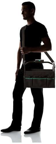Image of Amazon Basics Tool Bag Organizer with LED Light, 30 Pockets, Adjustable Shoulder Straps, Portable, Black