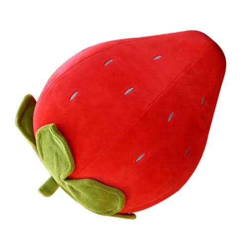 Coussin peluche fraise rouge SUPVOX moelleux et lavable pour lit et salon