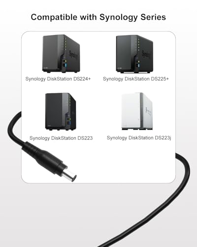 Image of 12V AC /DC Adapter Compatible with Synology DS223j DS223 DS225+ DS225 DS224+ DS220+ DS220j DS218+ DS214 DS213 DS212 DS216 DS118, WD My Cloud EX2 Qnap TS212 TS221 TS251 Power Supply Cord Cable
