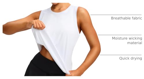 Image of Women's Workout Tops Racerback Athletic Tank Tops Sleeveless Loose Fit Yoga Running Gym Shirts for Women