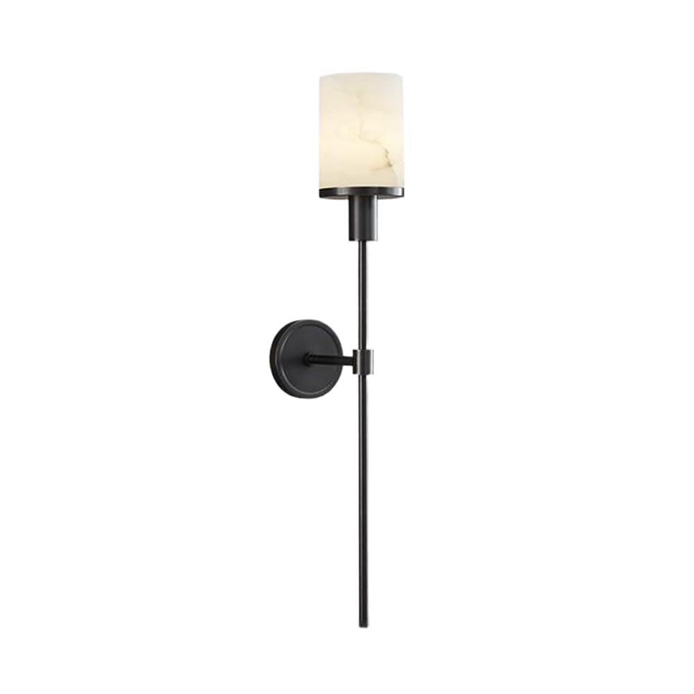 KBUUKYYXouy Wall sconces for Bedroom Antique Brass Finishes Wall Light with Long Arm Hardwired Marble Wall Lamp Vintage Industrial for Bedroom Living Room Hallway Stairs Ba