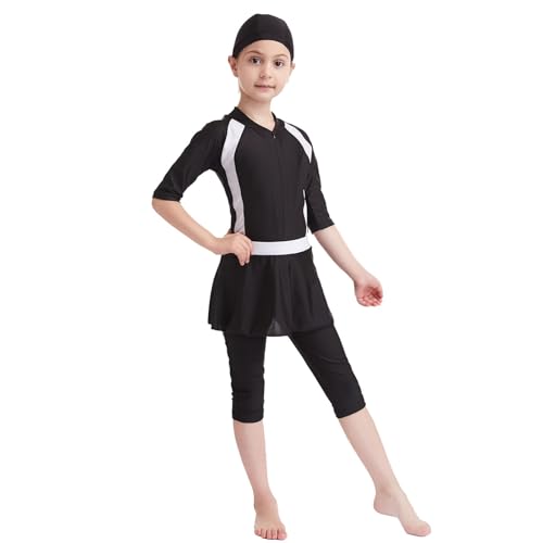 Bañador islámico de niña con manga larga y falda burkini infantil modesto