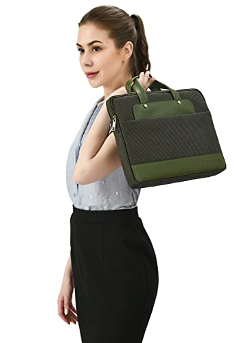 Image of Vaku Luxos DA SALERNO Laptop Messenger Bag for Men and Women Premium Collection Canvas Leather| Briefcase compatible with MacBook And Laptop Up to 14 inch with adjustable strap (Green)