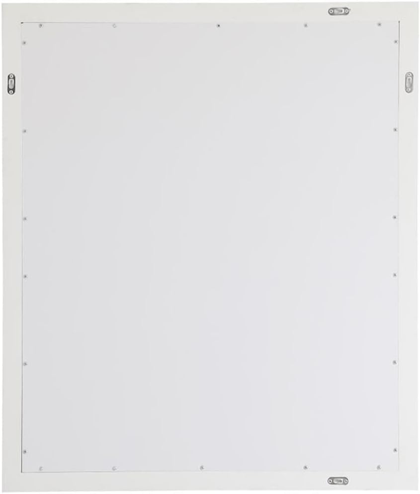 Pemberly Row Modern Rectangular Wood Frame Bathroom Mirror, 36" x 42", White Finish, Polished Edge, Vertical or Horizontal Mount, Keyhole Brackets, Clear Glass Mirror for Bathroom or Any Room