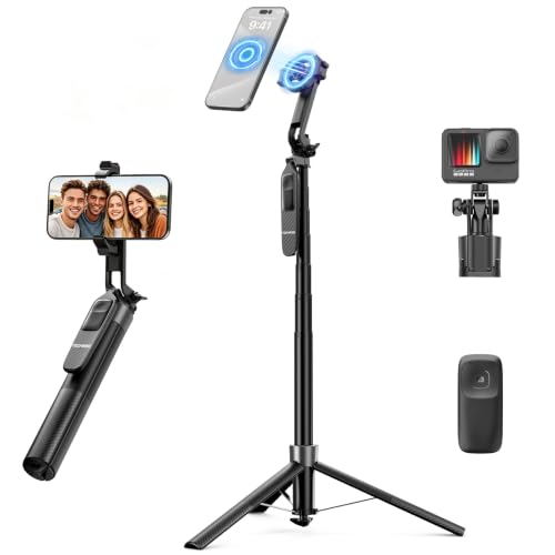 TechRise 71' Phone Tripod, Magsafe Selfie Stick, Remote, 1s Open & Close