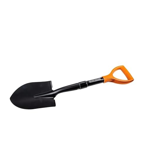 BLACK+DECKER Schaufel – 67 cm – 800 GR – Rostfrei – Kopf aus Karbonstahl und Stiel aus Glasfaser – Schwarz