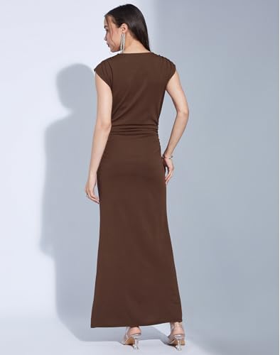 Image of SIRIL Western Dress | Polyester Solid Dress for Women | Bodycon Dress for Women
