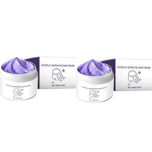 Keratin Purple Hair Mask, Purple Hair Masks, Hydrating Purple Toning Hair Mask, Deep Conditioning Hair Mask, Collagen Hair Mask, Collagen Hair Treatment, Keratin Hair Mask for All Hair Types (2Pc)