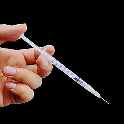 25 Pack 1ml Plastic Syringes with 27Ga 1/2 Inch Individually Wrapped, for Scientific Lab, Liquid Measuring and Dispensing