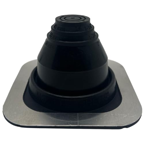 Flashers #1 Black EPDM Square Base Flexible Roof Jack Pipe Boot Metal Roofing Pipe Flashing (Pipe OD 1/4