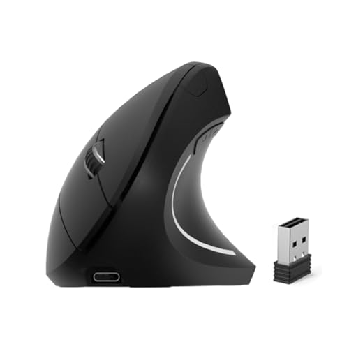 Vertical Mouse 2.4G Wireless Vertical Ergonomic Optical Mouse for Work Multi-Device Connectivity 800/1200 /1600 DPI 6 Buttons for Laptop Desktop PC MacBook - BlackBluetonth+2 4GHz USB