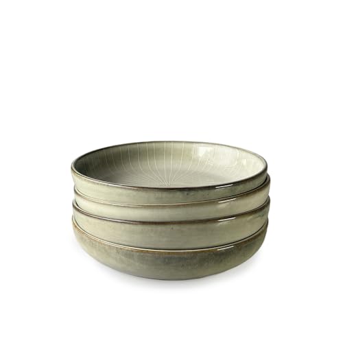 Upper Street Scandi Home Fika Oatmeal Reactive Glaze Stoneware Side Plates Set of 4 | 20cm | Dishwasher Microwave Safe | Nordic Artisan Tableware