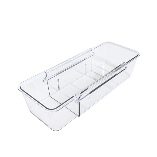 YUANQIZHU Expandable Straw Organizer Drawer Holder for Cabinet?Deep Drawer Organizer Kitchen Cabinet Organizer detachable compartments Fits for Stanley Long Straw(Transparent