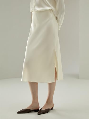 LilySilk Womens Silk Midi Skirt High Waisted Split Long Skirt for Ladies Spring Summer3